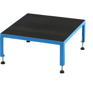 Eurokraft pro Werkplatform, in hoogte verstelbaar 255 - 320 mm, met geprofileerde rubberen plaat, platform l x b = 610 x 610 mm, lichtblauw
