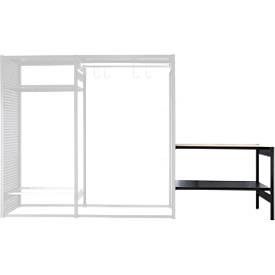 ORDO Bijzettafel  Flex fiets- en vrijetijd - B. 1360 x D 635 x H 825 mm - 1 legbord - gitzwart mat RAL 9005