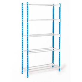 ManOrga Universele legbordstelling, basissectie, 5 roosterborden, draagvermogen 160 kg, B 1250 x H 2000 x D 600 mm