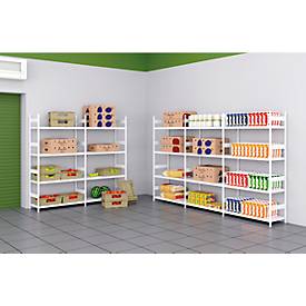 Kerkmann Kast zonder grendel Galva, 4 etages, zonder eindframe, staal met poedercoating, wit, B 750 x D 600 x H 1900 mm