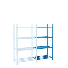 ManOrga Legbordstelling-aanbouwsectie, m. 4 roosterborden van buizen, B 1260 x D 500 x H 2000 mm