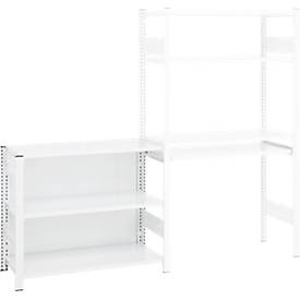 ORDO Aanbouwrek voor  Home rekken, 3 legborden, multifunctioneel, verrijdbaar, B 1060 x D 435 x H 825 mm, verkeerswit RAL 9016