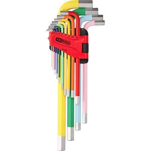 KS Tools Hoekstiftsleutelset extra lang, binnenzeskant, inchmaten, 14 delen