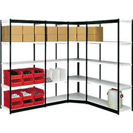 Insteekstelling Stora 100, open hoekkast bouwdeel, 5 legborden, B 370 mm + diepte