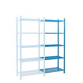 ManOrga Legbordstelling-aanbouwsectie, m. 5 roosterborden van buizen, B 1260 x D 600 x H 2500 mm