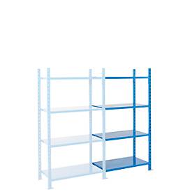 ManOrga Legbordstelling-aanbouwsectie, m. 4 legborden van plaatstaal, B 1010 x D 600 x H 2000 mm