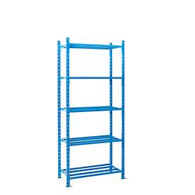 ManOrga Legbordstelling-basissectie, m. 5 roosterborden van buizen, B 1260 x D 800 x H 2500 mm
