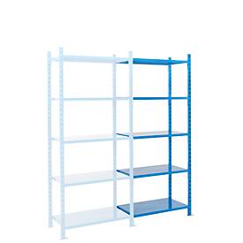 ManOrga Legbordstelling-aanbouwsectie, m. 5 legborden van plaatstaal, B 1260 x D 500 x H 2500 mm