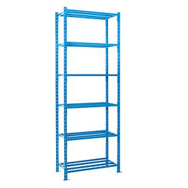 ManOrga Legbordstelling-basissectie, m. 6 roosterborden van buizen, B 1260 x D 600 x H 3000 mm