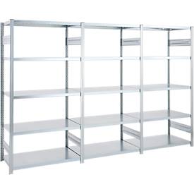 ORDO Insteekstelling  Industry - stalen - 1 basisrek + 2 aanbouwrekken - modulair - B 3980 x D 835 x H 2000 mm - draagvermogen 1200 kg - 15 legborden - verzinkt