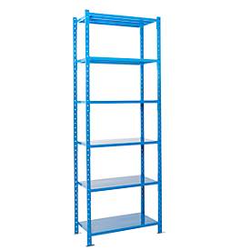 ManOrga Legbordstelling-basissectie, m. 6 legborden van plaatstaal, B 1010 x D 800 x H 3000 mm