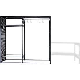 ORDO Flex vrijetijdsrekken/multi-rekken insteekrekcombinatie, multifunctioneel, 3 legborden, zonder werkbank, draagvermogen 500 kg, B 2370 x D 635 x 2200 mm, gitzwart RAL 9005