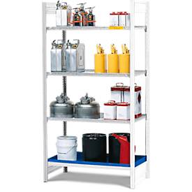 Asecos Aanbouwstelling REG 1064 voor stellingen voor gevaarlijke stoffen  REG 1064, B 1010 x D 640 x H 2000 mm, met opvangbak van 30 l en 3 stalen legborden