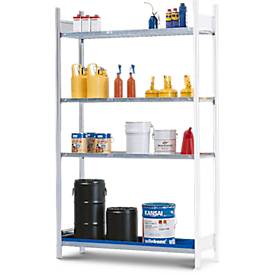 Asecos Aanbouwstelling REG 1344 voor stellingen voor gevaarlijke stoffen  REG 1344, B 1310 x D 440 x H 2000 mm, met opvangbak van 25 l en 3 stalen legborden