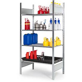 Asecos Gevaarlijke stoffen stelling  RSG-V 1064, B 1060 x D 640 x H 2000 mm, met 28 l PE opvangbak, 3 roosterplanken van verzinkt staal