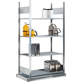 Asecos Gevaarlijke stoffen basisstelling REG-B 1054, B 1060 x D 525 x H 2000 mm, met opvangbakbodem 32 l en 4 stalen roosterlegborden