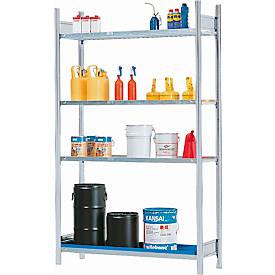 Asecos Gevaarlijke stoffen rek  REG 1344, B 1360 x D 440 x H 2000 mm, met opvangbak van 25 l en 3 stalen legborden