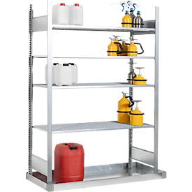 Asecos Gevaarlijke stoffen basisstellingREG-B 1352, B 1360 x D 525 x H 2000 mm, met 41 l opvangbak en 4 stalen roosterlegborden
