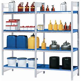 Asecos Gevaarlijke stoffen stelling  RWW 1064, B 1060 x D 640 x H 2000 mm, met 4 legborden van 30 l van gelakt staal