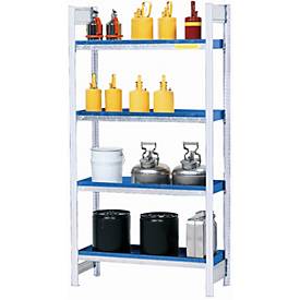 Asecos Gevaarlijke stoffen stelling  RWW 1044, B 1060 x D 440 x H 2000 mm, met 4 legborden van 20 l van gelakt staal