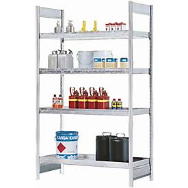 Asecos Aanbouwstelling RWW 1364 voor stellingen voor gevaarlijke stoffen  RWW 1372, B 1310 x D 640 x H 2000 mm, met 4 legborden van 40 l van gelakt staal
