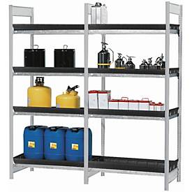 Asecos Aanbouwstelling RSW 1064 voor stellingen voor gevaarlijke stoffen  RSW 1064, B 1010 x D 640 x H 2000 mm, 4 in de hoogte verstelbare 28 l PE opvangbakken