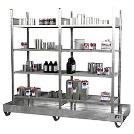 Bauer S 3023-4E kleinschalig legbord, basis- en aanbouwlegbord, B 2400 x D 800 x H 2000 mm, 4 roostervakken + 1 opvangbak