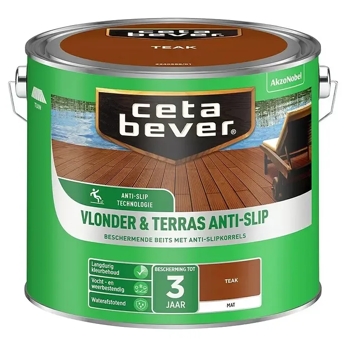 Cetabever Vlonder & Terras Anti-Slip Beits Transparant Mat - Teak
