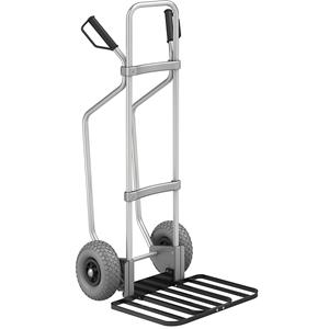 Eurokraft pro Aluminium steekwagen met sleeplatten, b x d van de pakketsteekplaat = 430 x 450 mm, zwart, PU-banden, vanaf 5 stuks