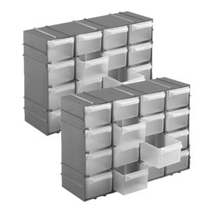 Hega Hogar 4x stuks ophangbare grijze gereedschap assortimentsdozen/sorteerdozen met 16 vakken 22 cm -