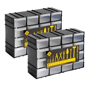 Merkloos Sorteerbakjes spijkers/schroeven - 4x stuks - 16 lades - 22 x 8 x 15 cm - opbergkastjes - ophangbaar -