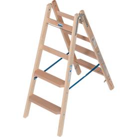 KRAUSE Trapladder , dubbelzijdig, TRBS 2121-2, met emmerhaak, 2 x 4 stappen/longen, hout