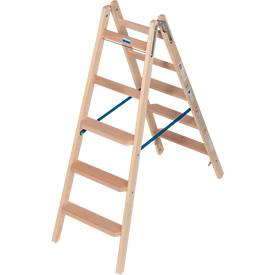 KRAUSE Trapladder , dubbelzijdig, TRBS 2121-2, met emmerhaak, 2 x 5 stappen/longen, hout