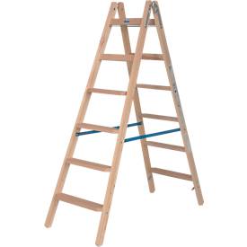 KRAUSE Trapladder , dubbelzijdig, TRBS 2121-2, met emmerhaak, 2 x 7 stappen/longen, hout