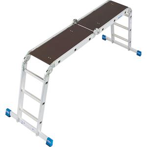 KRAUSE aluminium knikladder, 4 x 3 sporten (300 mm diep), SpeedMatic systeem, 2 dwarsladders