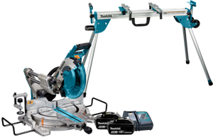 Makita DLS111ZU + 6,0 Ah accu (2x) en lader + Onderstel