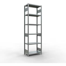 Schulte Lagertechnik MULTIplus 250 boutloos rekkensysteem, basisrek, lengte bout, 2500x750x400 mm, 6 legborden, gegalvaniseerd