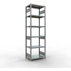 Schulte Lagertechnik MULTIplus 250 boutloos rekkensysteem, basisrek, lengte bout, 2500x750x500 mm, 6 legborden, gegalvaniseerd