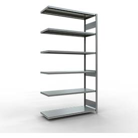 Schulte Lagertechnik MULTIplus 250 boutloos rekkensysteem, boutloze aanbouwstelling, lengte bout, 2500x1300x500 mm, 6 legborden, verzinkt
