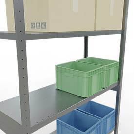 Schulte Lagertechnik MULTIplus 250 boutloos rekkensysteem, basisrek, lengte bout, 3000x1300x500 mm, 7 legborden, gegalvaniseerd