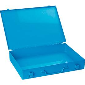 ADB Assortimentskoffer , leeg, zonder tussenschotten, afsluitbaar, met handvat, B 335 x D 230 x H 50 mm, staal & ABS kunststof, hemelsblauw RAL 5012