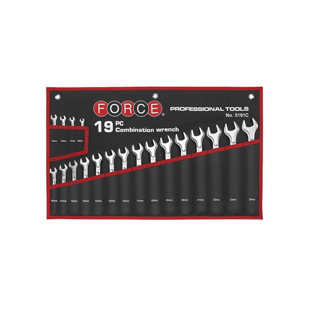 Force Steekringsleutelset met tas 19-delig