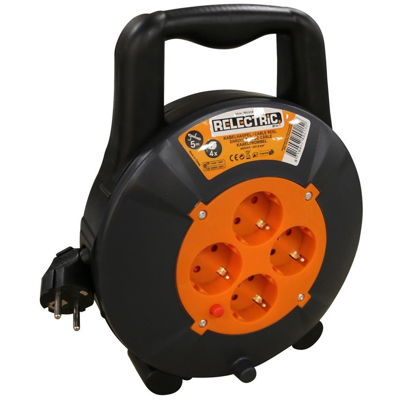 Merkloos Kabelhaspel/kabelbox - 5 - met 4 stopcontacten - stopcontact haspel -