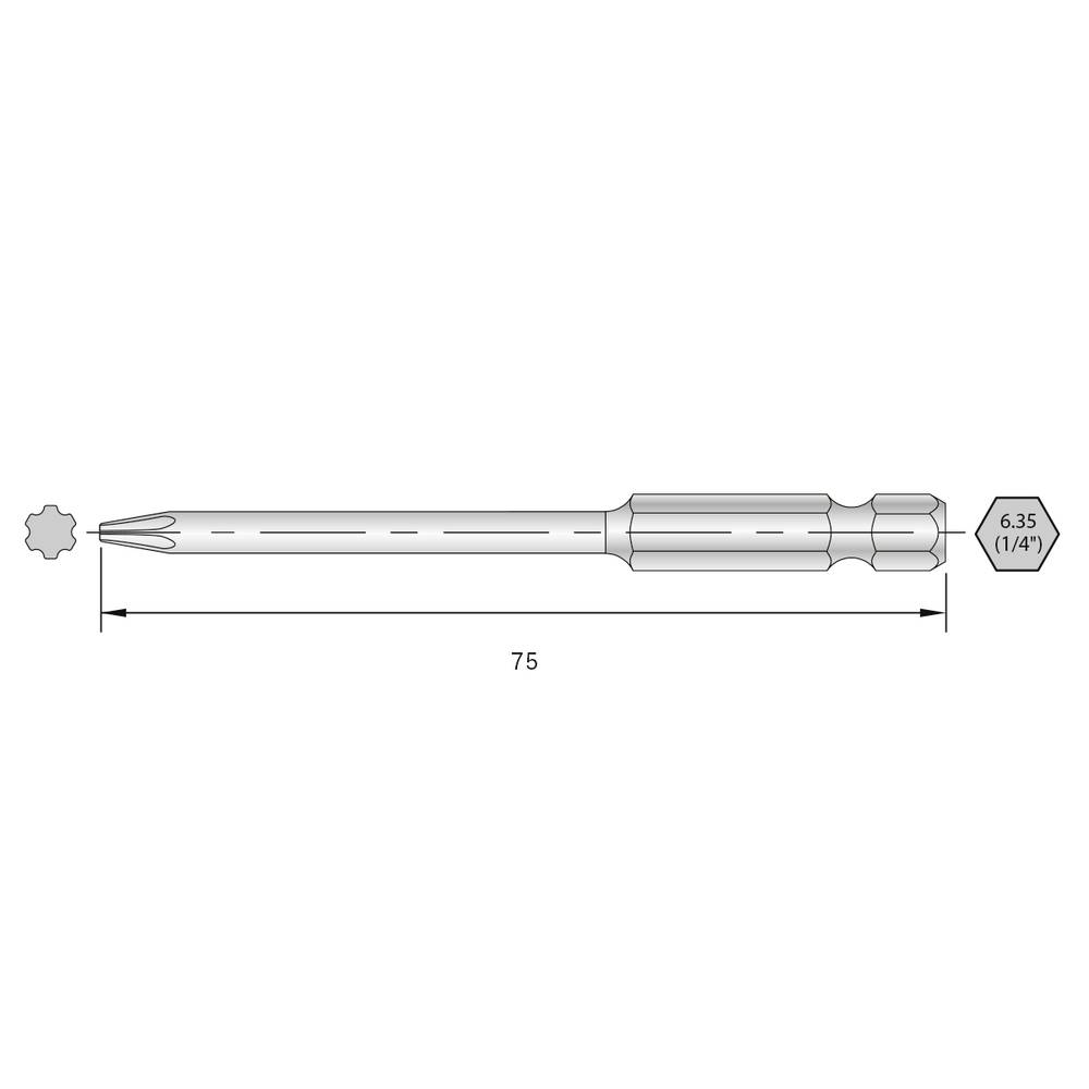 Bernstein Tools for Electronics 6-IP15-75 Torx-bit HRC-staal Hooggelegeerd E 6.3 6 stuk(s)