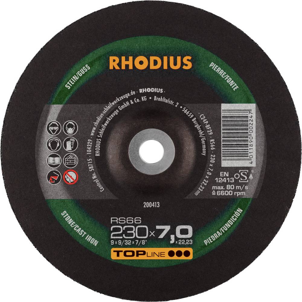 Rhodius 200413 RS66 Afbraamschijf Steen, Gegoten 10 stuk(s)