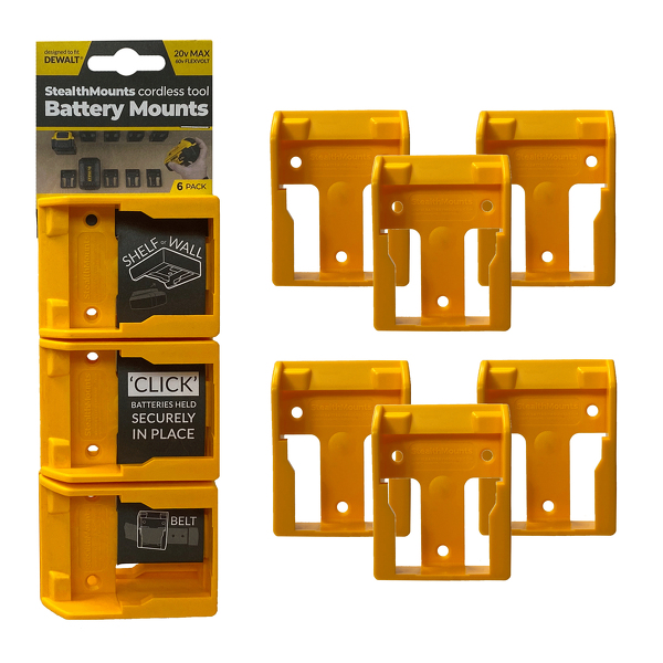 StealthMounts BM-DW20-YLW-6 Accuhouder Voor DeWALT XR&Flexvolt - Geel - 6-pack