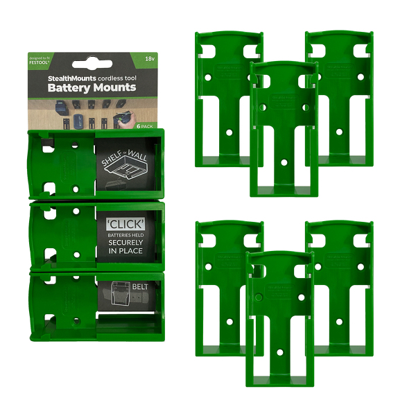 StealthMounts BM-FT18-GRN-6 Accuhouder Voor Festool 18V - Groen - 6-pack