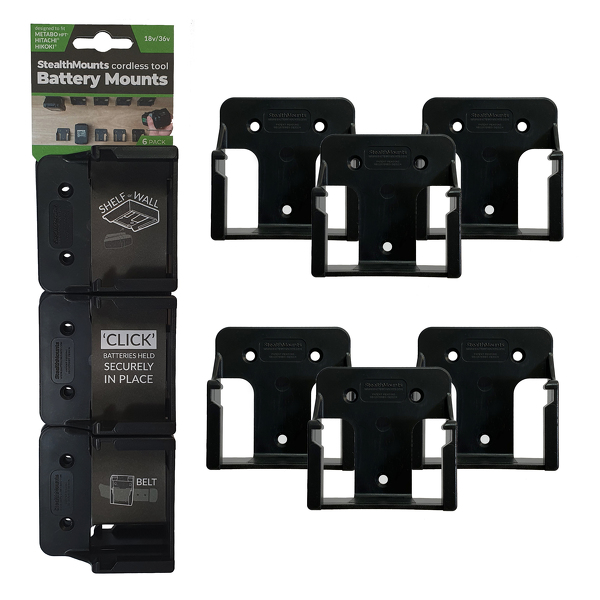 StealthMounts BM-MHH18-BLK-6 Accuhouder Voor Hikoki 18V/36V - Zwart - 6-pack