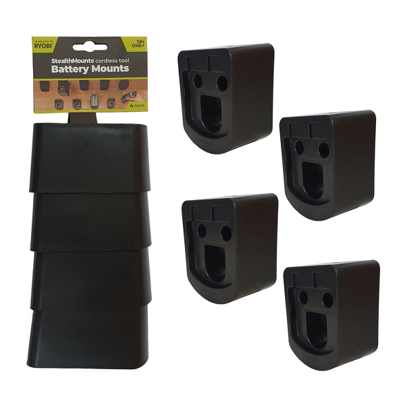 StealthMounts BM-RY18-4 Accuhouders Voor Ryobi 18v ONE+ - Zwart - 4 Stuks