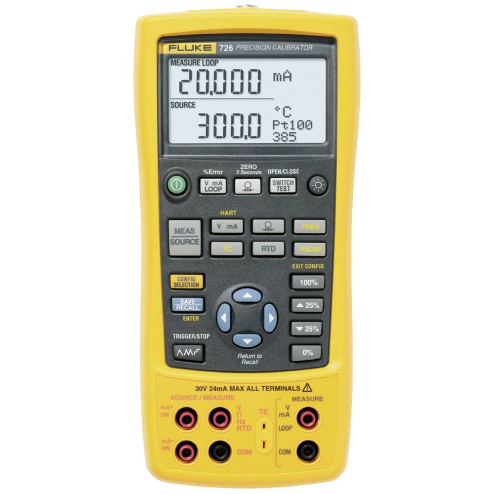Fluke 726/APAC/EMEA Multifunctionele kalibrator Druk, Frequentie, Spanning, Stroomsterkte, Weerstand 4x AA batterij (penlite), meegeleverd